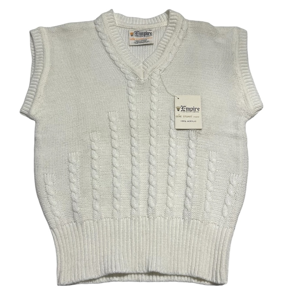Vintage Empire - 1960-70’s Women’s Acrylic Cable Knit Sweater Vest Sz MD